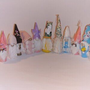 Adorable Handmade Gnome Lot of 11 Gnomes Pastel Gnome Easter Spring Sunshine